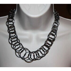 Express Gunmetal Tone Multi Circle Link Necklace Statement Vintage Y2K Deadstock